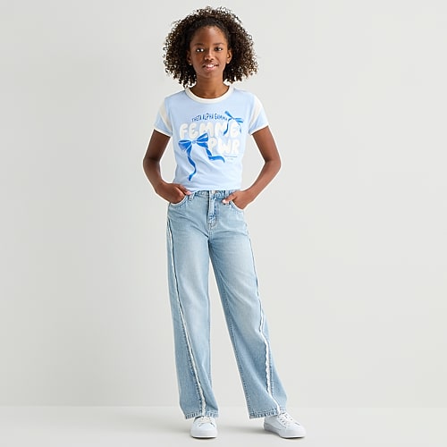 Thereabouts Little & Big Kid Girls Mid Rise Wide Leg Jean In Blue