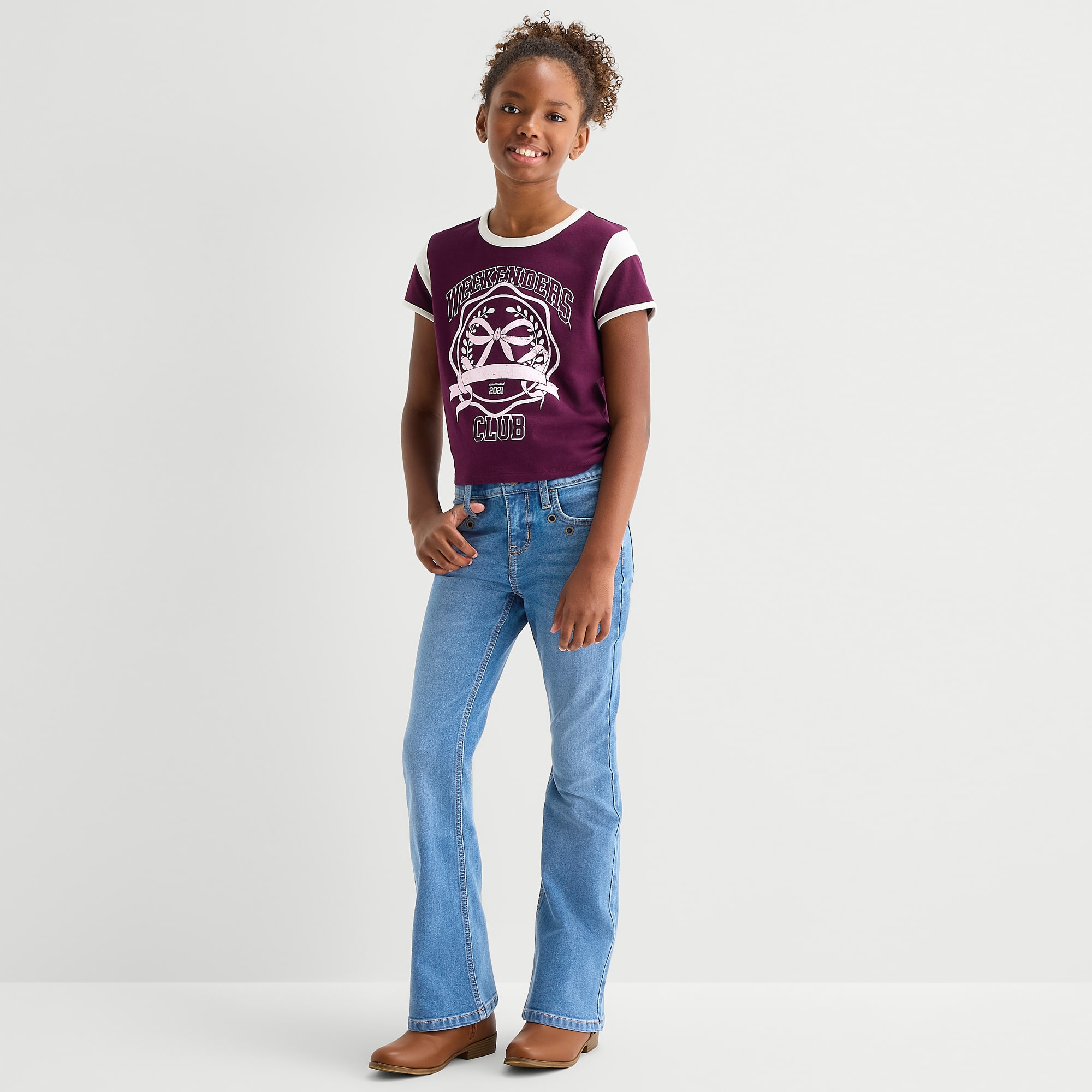 Thereabouts Little & Big Kid Girls Mid Rise Flare Leg Jean
