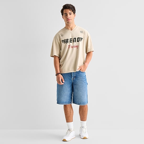 Arizona Mens V Neck Short Sleeve Boxy Fit Graphic T-Shirt