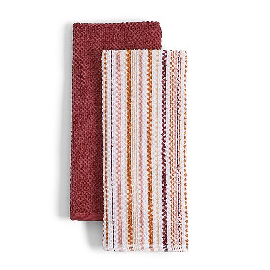 Layerings Waffle Solid Stripe 4-pc. Kitchen Towel Set