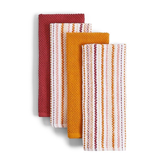 Layerings Waffle Solid Stripe 4-pc. Kitchen Towel Set