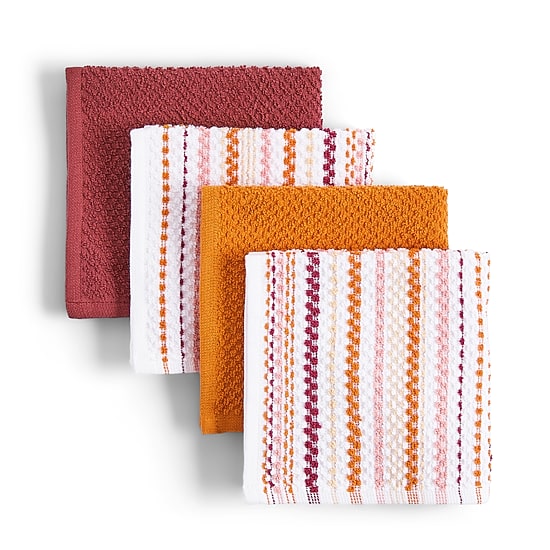 Layerings Waffle Solid Stripe 4-pc. Dish Cloth Set
