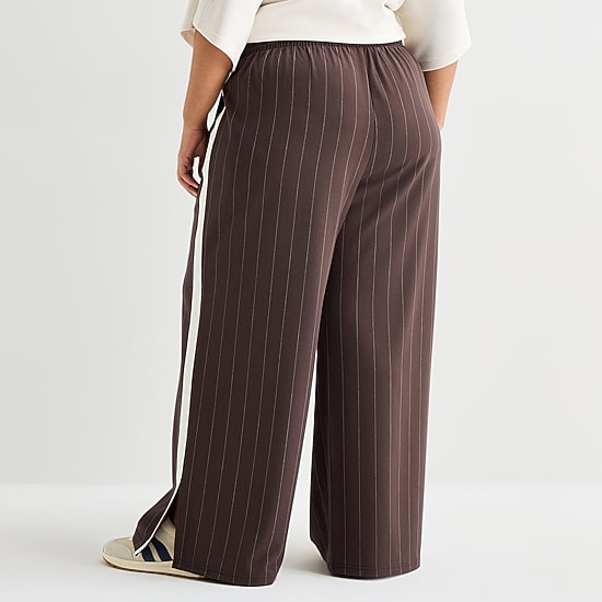 Stylus Womens Plus Wide Leg High Rise Track Pant