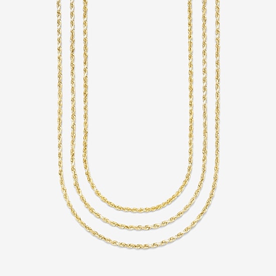 Womens 10K Gold 18 Inch Rope Chain Necklace