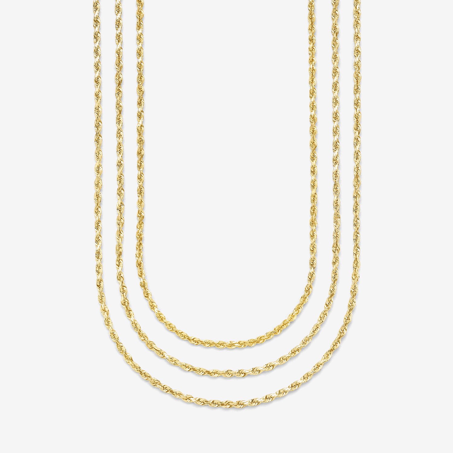 Womens 10K Gold 20 Inch Rope Chain Necklace