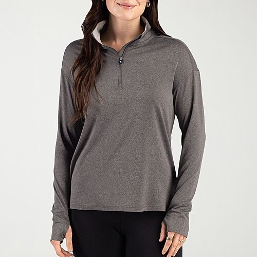 Cutter & Buck Womens Mock Neck Long Sleeve Quarter-zip Pullover In Black
