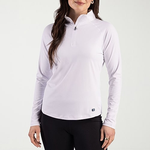 Cutter & Buck Womens Mock Neck Long Sleeve Quarter-zip Pullover In White