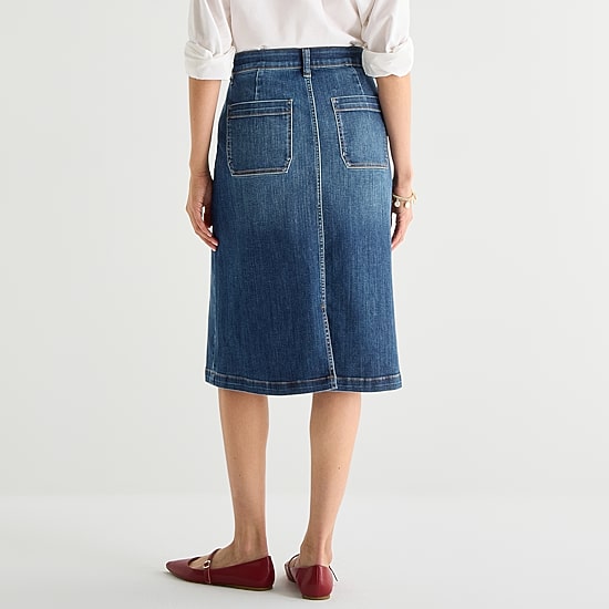 St. John's Bay Womens Tall High Rise Midi Denim Skirt