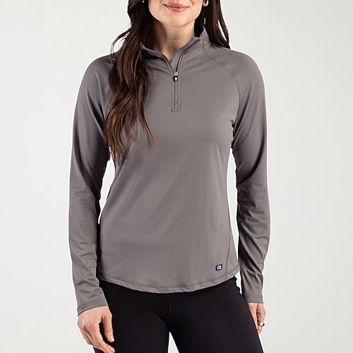 Cutter & Buck Womens Mock Neck Long Sleeve Quarter-zip Pullover In Gray