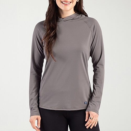 CUTTER & BUCK Womens Long Sleeve Hoodie, Xx-large, Gray