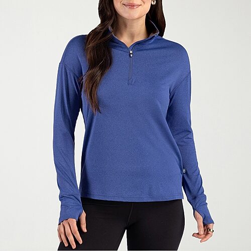 CUTTER & BUCK Womens Mock Neck Long Sleeve Quarter-Zip Pullover, 3x-large, Blue