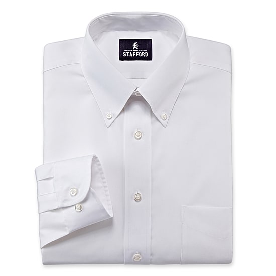 Stafford Mens Wrinkle Free Pinpoint Button Down Collar Oxford Big and Tall Dress Shirt