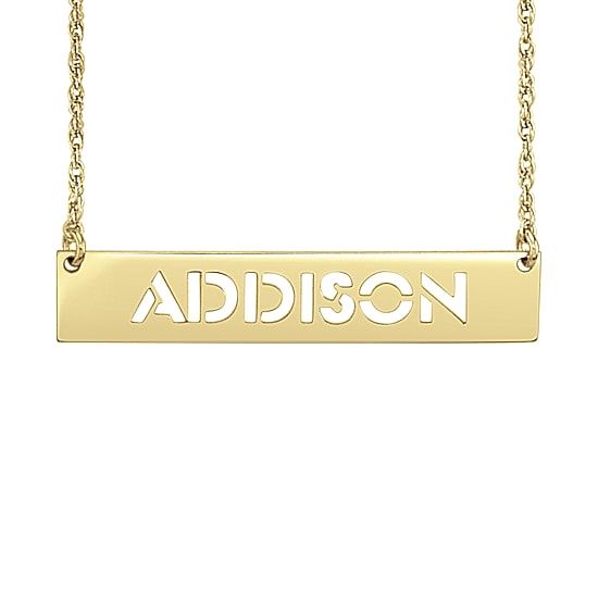 Personalized Womens Sterling Silver Bar Name Necklace