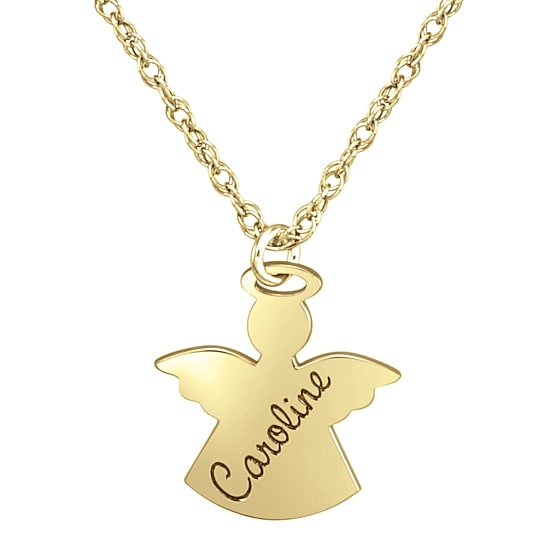 Personalized Womens Sterling Silver Angel Name Pendant Necklace