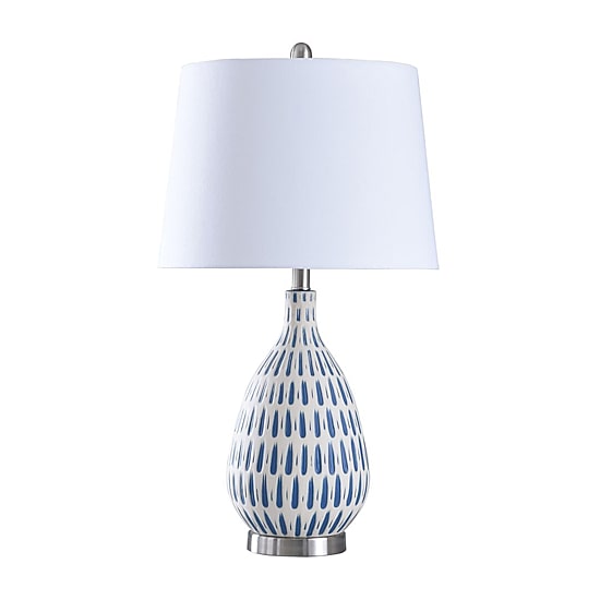 Stylecraft 15.5 W Off-White & Blue Ceramic Table Lamp