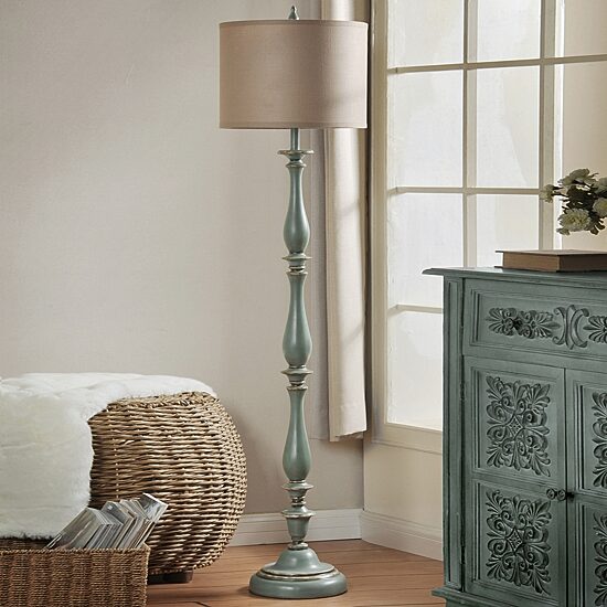 Stylecraft 16 W Distressed Blue Floor Lamp
