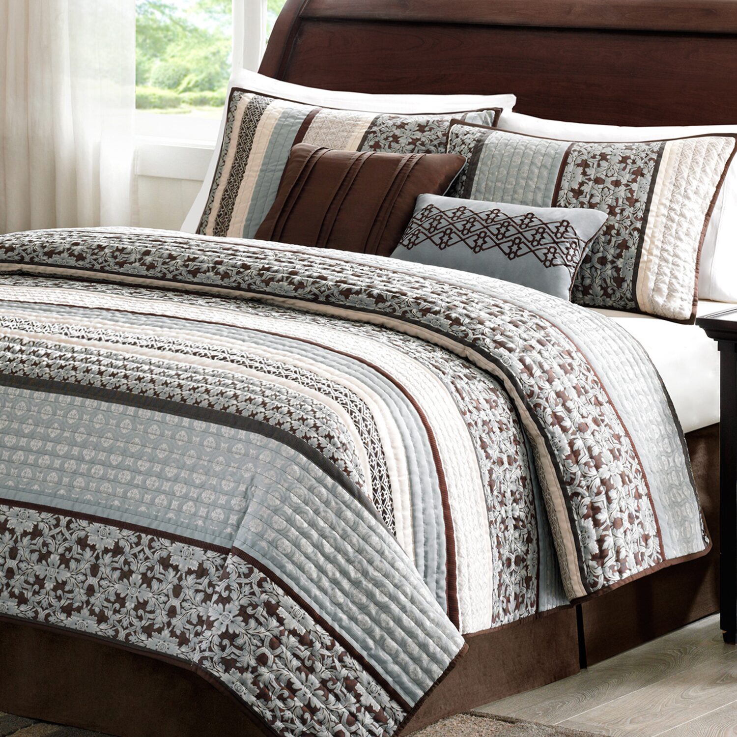 Madison Park Dartmouth 5-Pc Jacquard Quilt Set With Throw Pillows