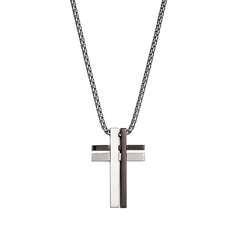 J.P. Army Men's Jewelry Stainless Steel 24 Inch Link Cross Pendant