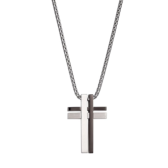 J.P. Army Men's Jewelry Stainless Steel 24 Inch Link Cross Pendant Necklace