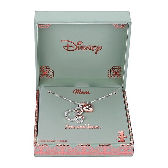 Disney Classics Mom Womens Crystal Heart 16 Inch Pendant Necklace