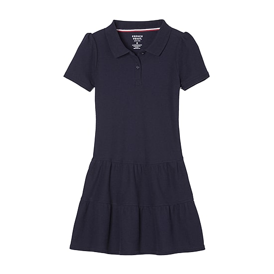 French Toast Little & Big Kid Girls Fitted Short Sleeve Midi Shirt Dress