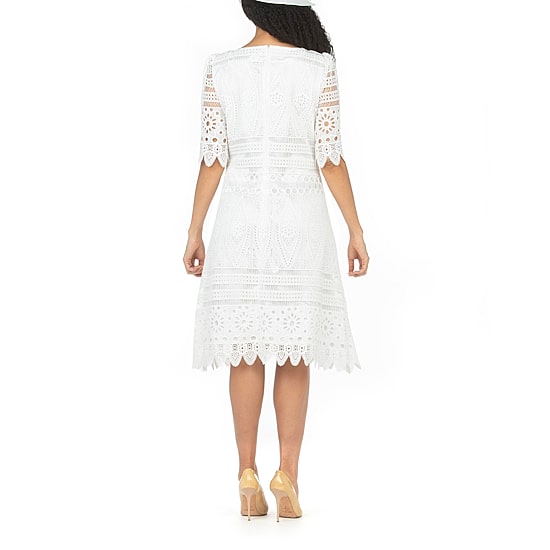 Giovanna Signature Womens Plus Midi Boat Neck Short Sleeve Shift Dress