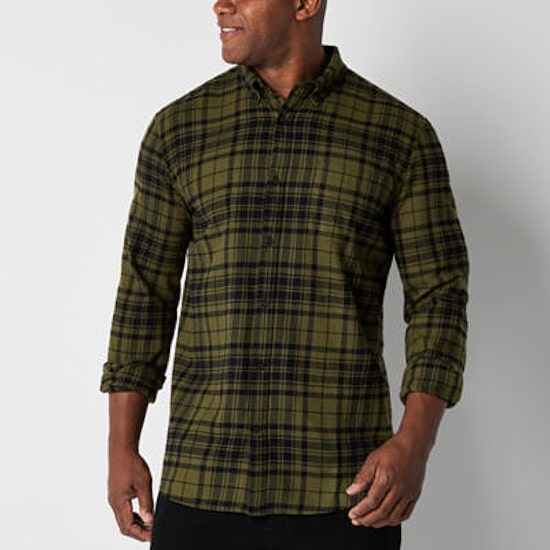 St. John's Bay Mens Long Sleeve Classic Fit Big and Tall Flannel Shirt