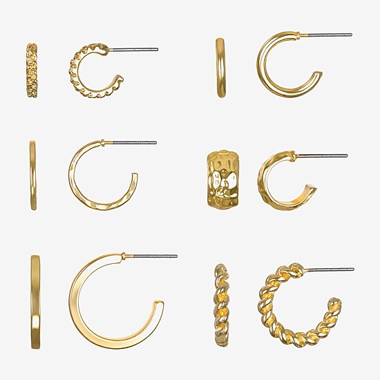Bijoux Bar Delicates Gold Tone Womens 6 Pair Earring Set