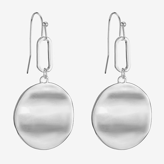 Liz Claiborne Hammered Womens Round Drop Earrings