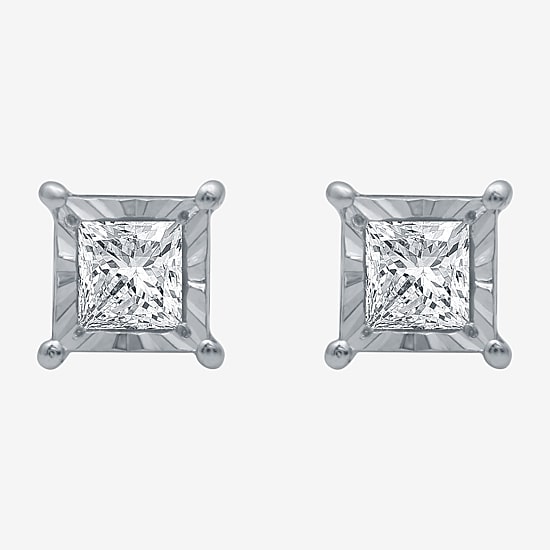 1/3 CT. T.W. Natural White Diamond 5.6mm Sterling Silver or 14K Gold over Silver Stud Earrings