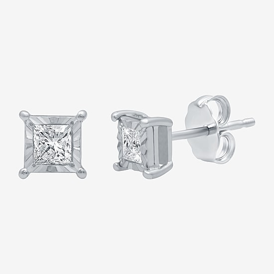 1/3 CT. T.W. Natural White Diamond 5.6mm Sterling Silver or 14K Gold over Silver Stud Earrings