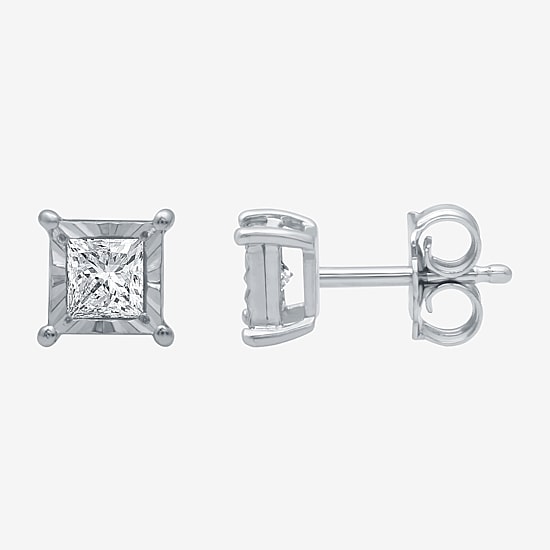 1/3 CT. T.W. Natural White Diamond 5.6mm Sterling Silver or 14K Gold over Silver Stud Earrings