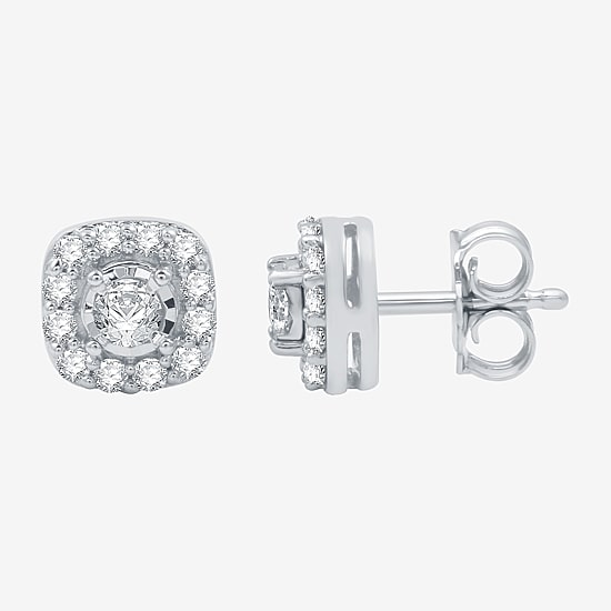 Ever Star (G / SI1-SI2) 3/8 CT. T.W. Lab Grown White Diamond 10K Gold 7mm Cushion Stud Earrings