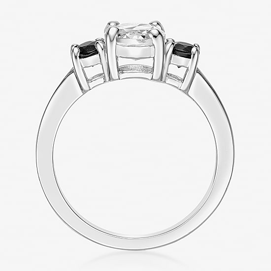 Womens Genuine White Topaz Sterling Silver 3-Stone Cocktail Ring