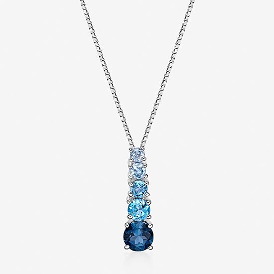 Womens Genuine Semi Precious Stone Sterling Silver Pendant Necklace