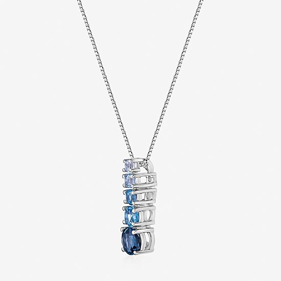 Womens Genuine Semi Precious Stone Sterling Silver Pendant Necklace