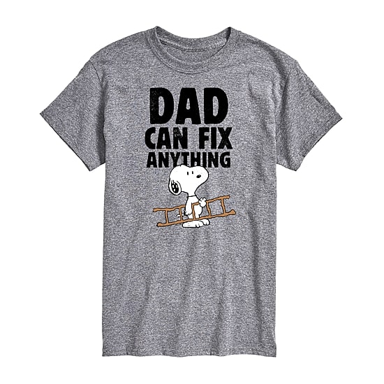 Mens Short Sleeve Peanuts Dad Can Fix Anything Graphic T-Shirt