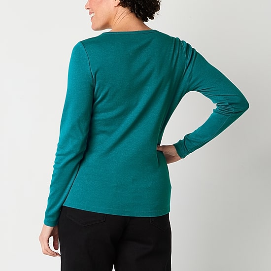 St. John's Bay Womens Crew Neck Long Sleeve T-Shirt