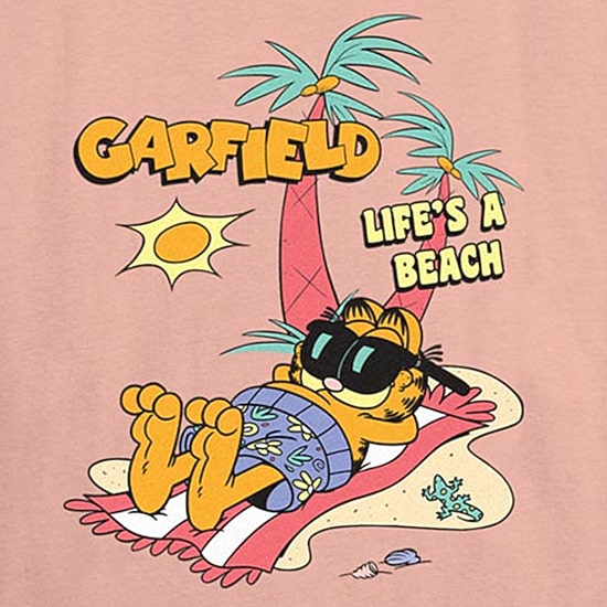 Life'S A Beach Tee Womens Juniors Crew Neck Short Sleeve Regular Fit Garfield Nickelodeon Graphic T-Shirt