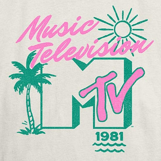 Mtv Tee Womens Juniors Crew Neck Short Sleeve Regular Fit Graphic T-Shirt