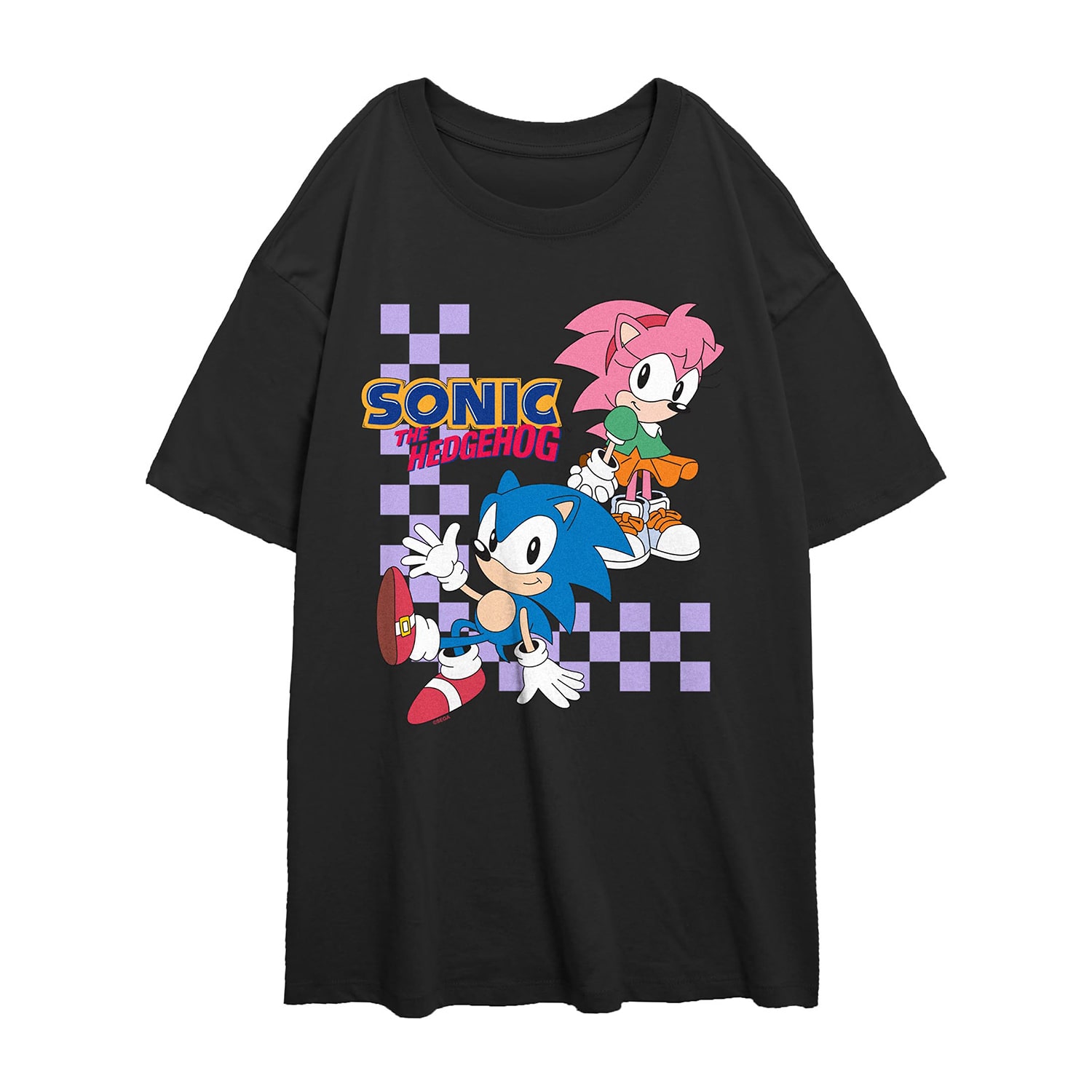 Womens Juniors Crew Neck Short Sleeve Regular Fit Sonic the Hedgehog Nickelodeon Graphic T-Shirt
