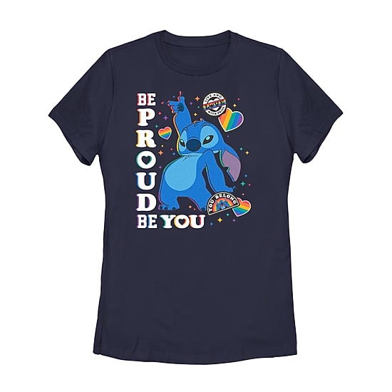 Be Proud Of You Tee Womens Juniors Crew Neck Short Sleeve Regular Fit Lilo & Stitch Graphic T-Shirt
