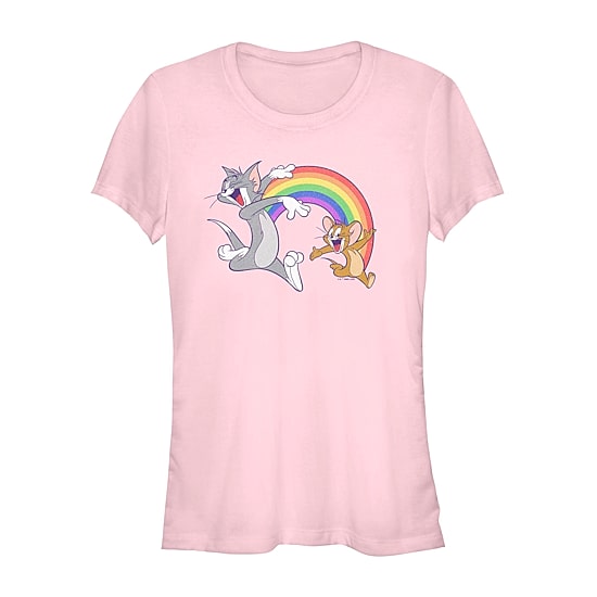 Womens Juniors Crew Neck Short Sleeve Regular Fit Tom and Jerry Graphic T-Shirt