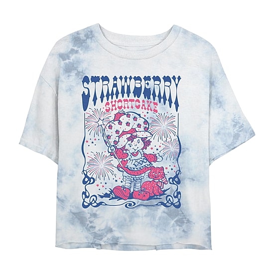 Strawberry Shortcake Cropped Tee Womens Juniors Crew Neck Short Sleeve Regular Fit Graphic T-Shirt