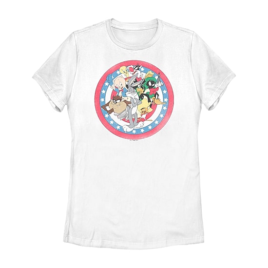 Womens Juniors Crew Neck Short Sleeve Regular Fit Looney Tunes Graphic T-Shirt