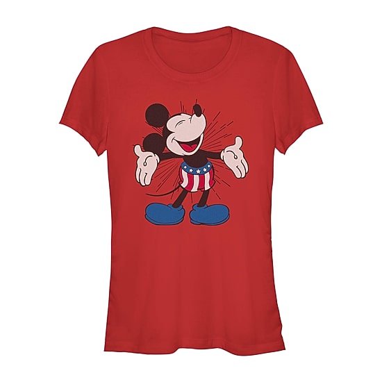 Womens Juniors Crew Neck Short Sleeve Regular Fit Mickey and Friends Mickey Mouse Graphic T-Shirt