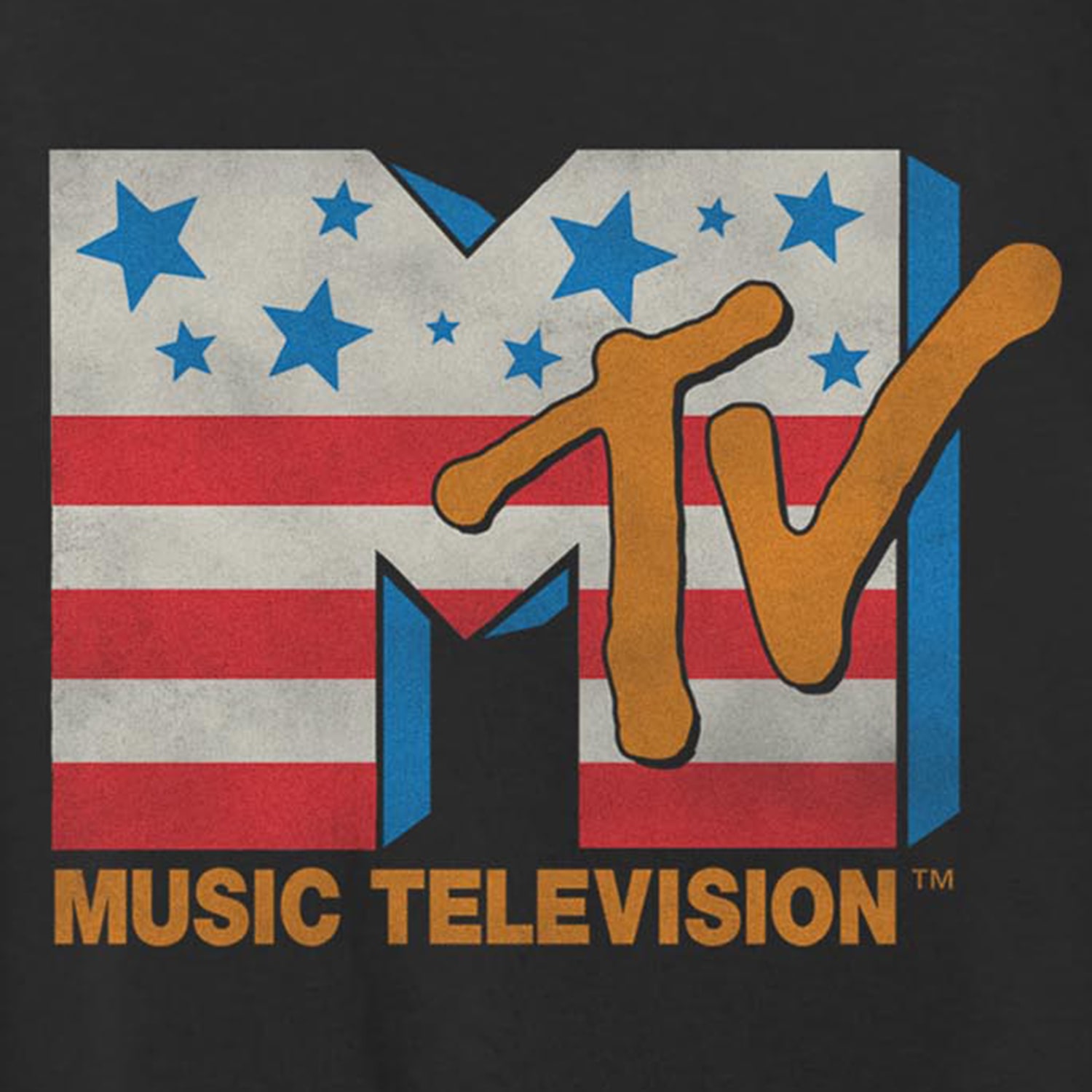 Mtv Stars And Stripes Tee Womens Juniors Crew Neck Short Sleeve Regular Fit Graphic T-Shirt