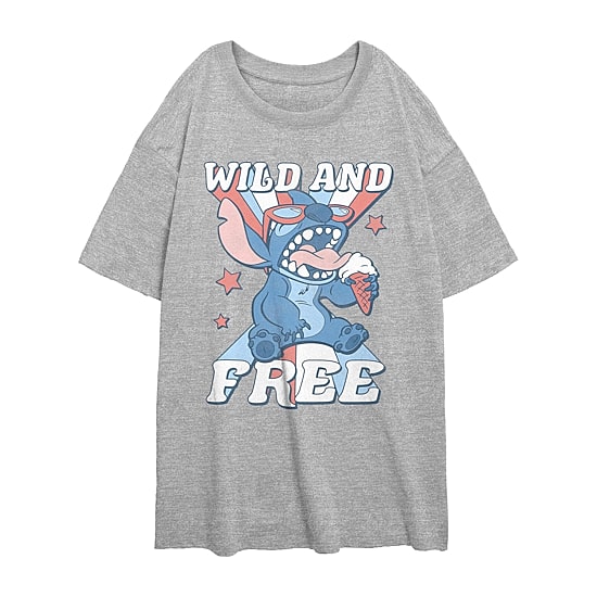 Womens Juniors Crew Neck Short Sleeve Regular Fit Lilo & Stitch Graphic T-Shirt