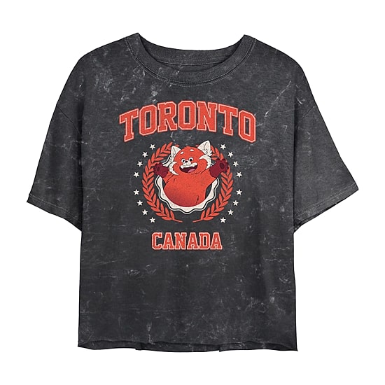 Pixar Toronto Cropped Womens Juniors Crew Neck Short Sleeve Regular Fit Turning Red Graphic T-Shirt