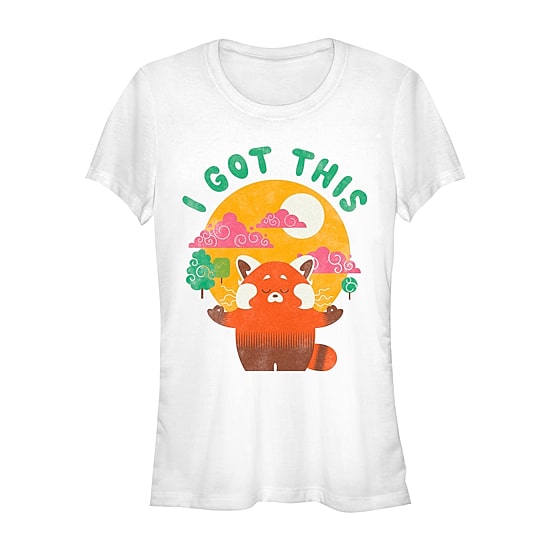 Womens Juniors Crew Neck Short Sleeve Regular Fit Turning Red Graphic T-Shirt